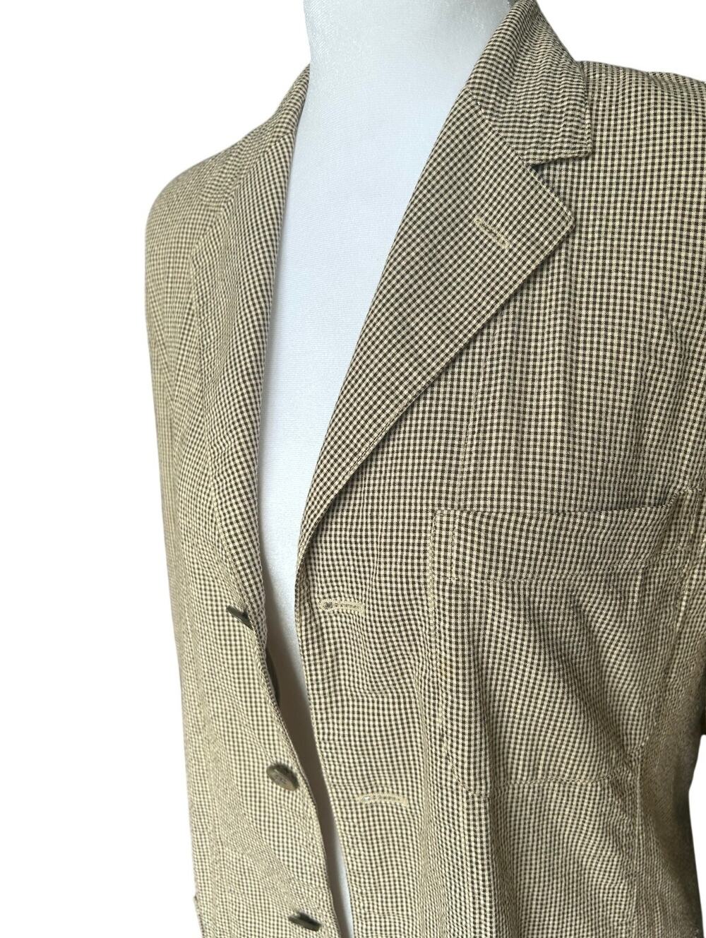 Vintage Ralph Lauren Houndstooth Blazer Women's Size 6 100% Cotton Jacket 80s